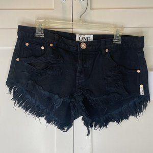 One Teaspoon Bonitas Low Waist Denim Jean Shorts London Button Fly Sz 29 NWT